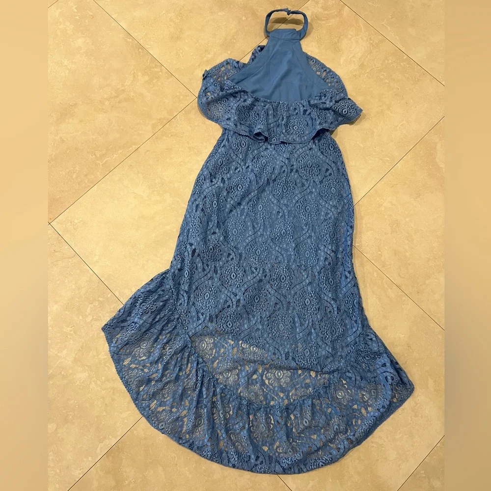 NWT Chelsea 28 Blue Asymmetrical Lace Dress - Picture 6 of 6